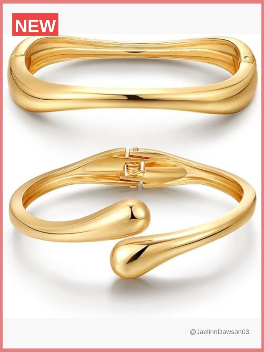 Chunky Gold Bangle Bracelets Set - Stackable Cuff Bracelets for Women